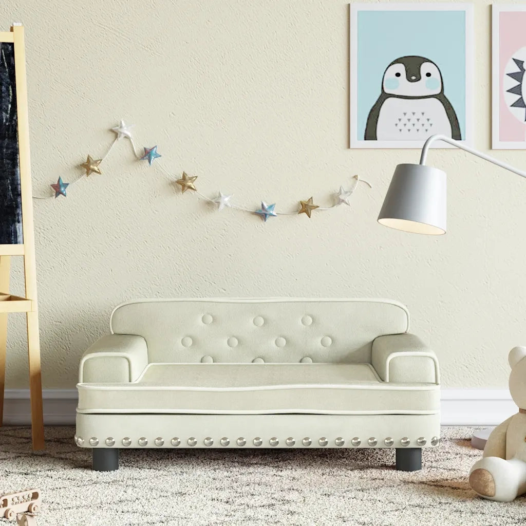 Divano per Bambini Crema 70x45x30 cm in Velluto
