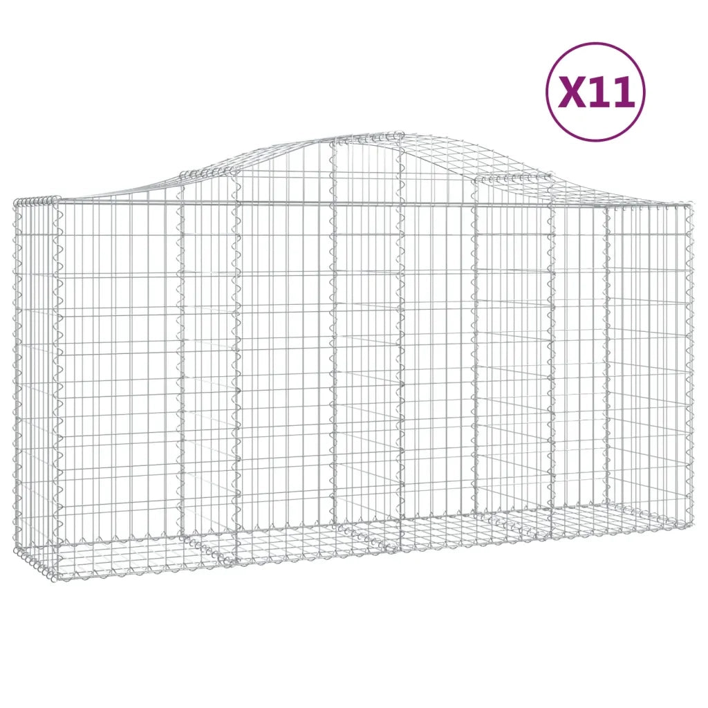 Cesti Gabbioni ad Arco 11 pz 200x50x100/120 cm Ferro Zincato 3145649