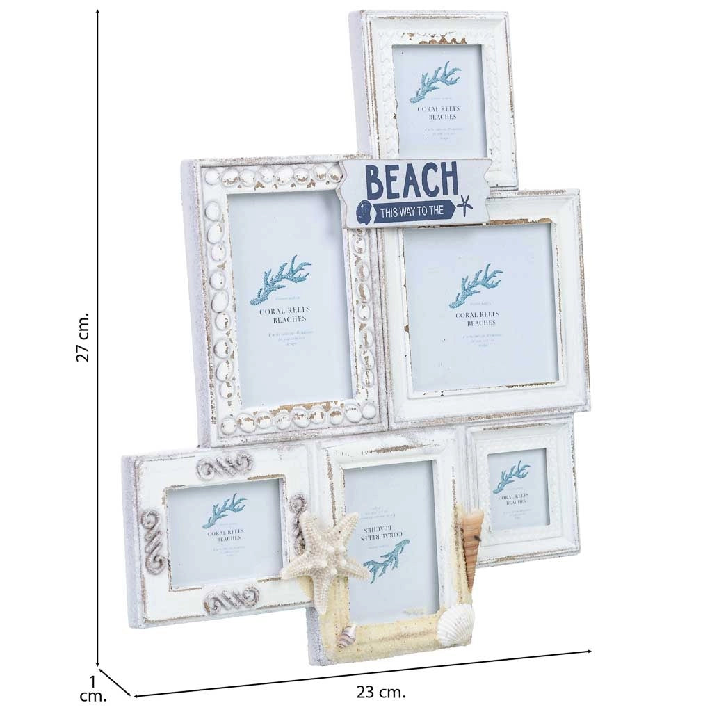 Cornice portafoto in legno bianco 23x1x27h cm