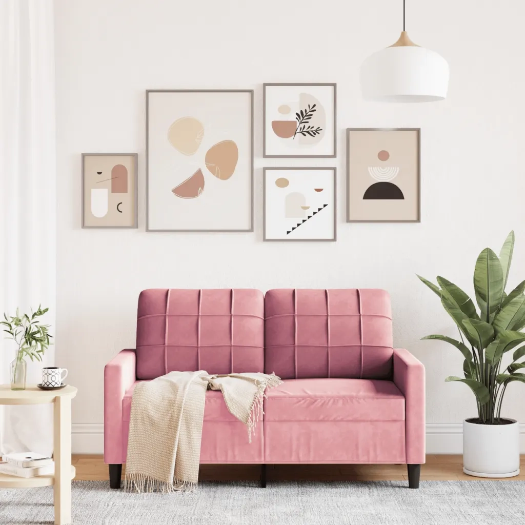 Divano | Divano da soggiorno | Sofa a 2 Posti Rosa 120 cm in Velluto