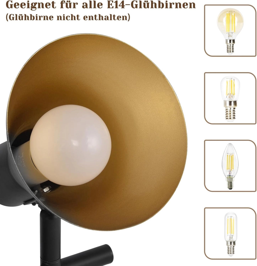 ZMH Faretto da soffitto neri 2 plafoniere 2 lampadine E14 metallo industriale retrò ruotabili 350° per uffici ingressi