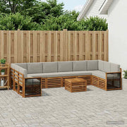 Set di divani da esterno 8 pz Naturale e Grigio Chiaro 3384922