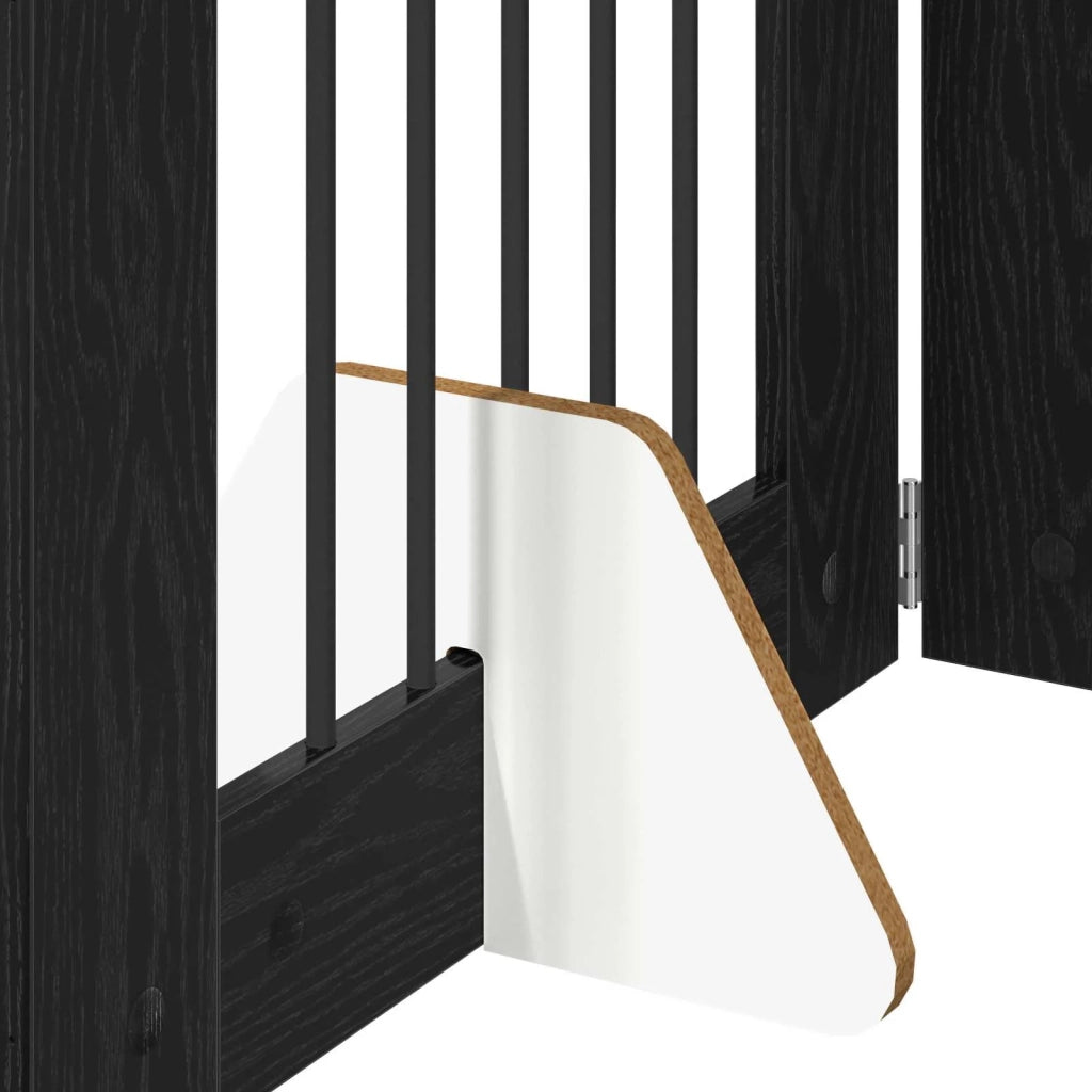 Cancello per cani con supporti 6 pz Rovere Nero 60 x 80 cm CFW3851945