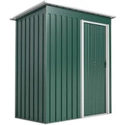 Capanno Attrezzi con Tetto Inclinato e Porta Scorrevole, in Acciaio Zincato, 163x89x182 cm, Verde