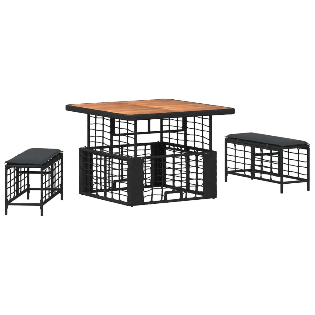 Set da Pranzo per Giardino 3 pz Nero e Grigio 42026756