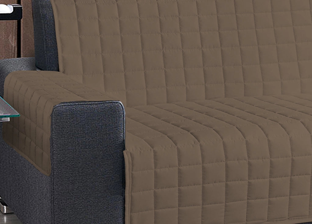 Copridivano Antimacchia Trapuntato in Tinta Unita - 3 Posti - Tabacco