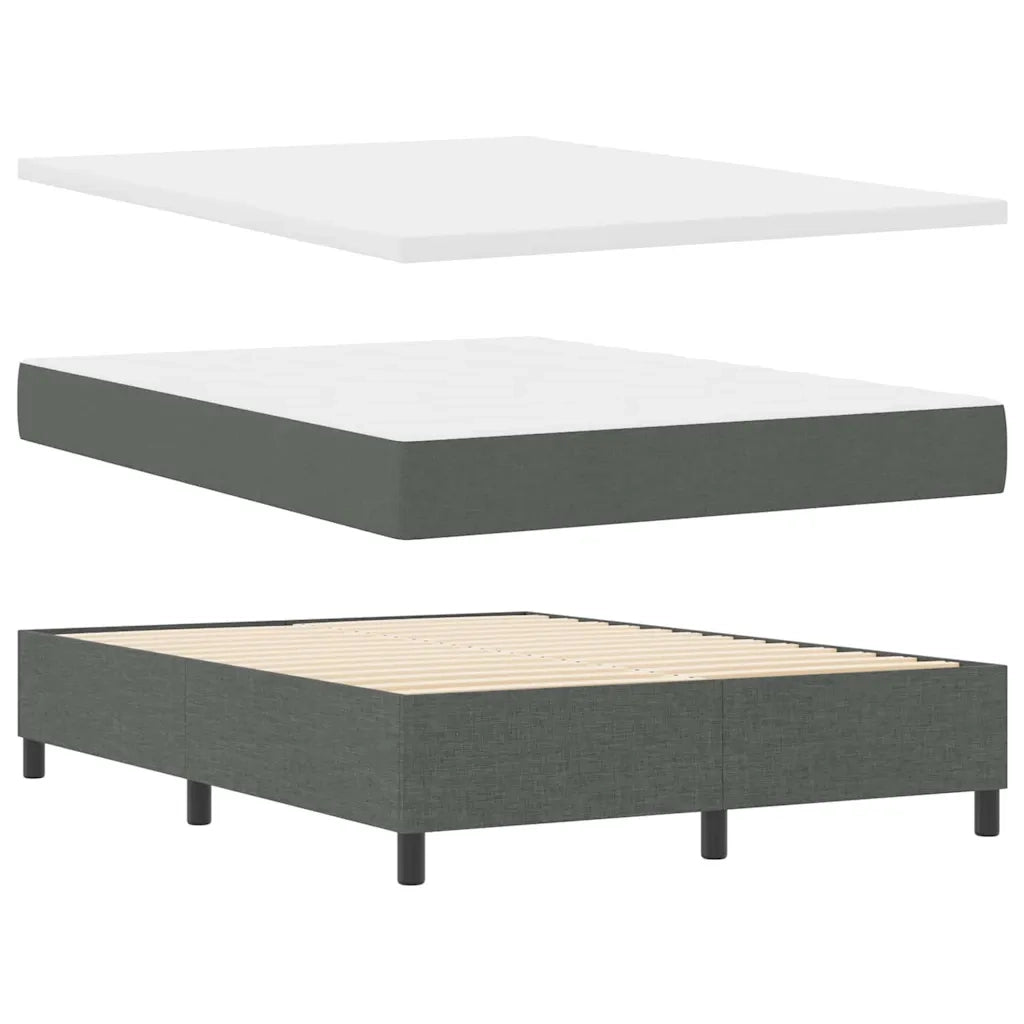 Letto a molle con materasso Grigio scuro 140 x 190 cm Tessuto