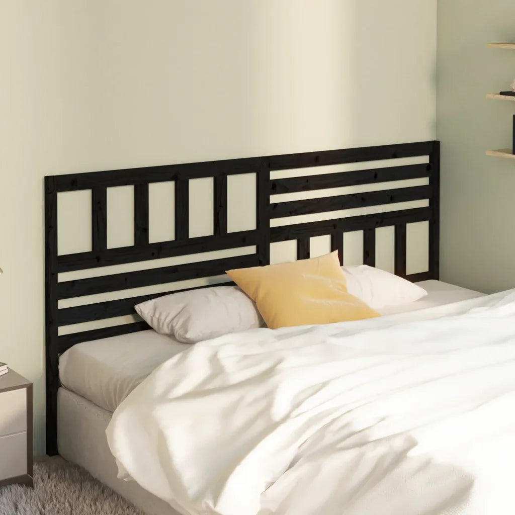 Testiera | Testata per Letto Nera 186x4x100 cm in Legno Massello di Pino