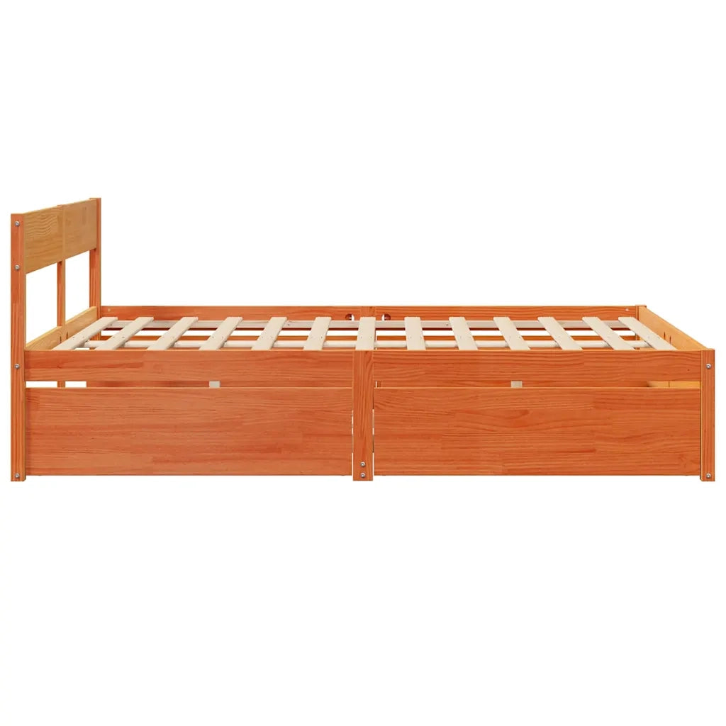 Giroletto senza Materasso Marrone Cera 140x200cm Massello Pino