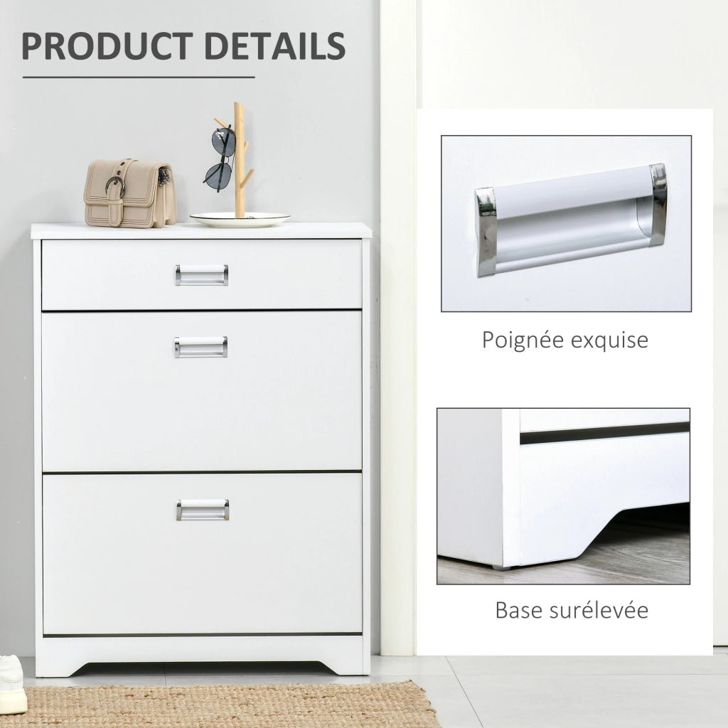 Scarpiera con cassetti e ripiano regolabile ¨C zephmum ¨C Bianco 70x29x92