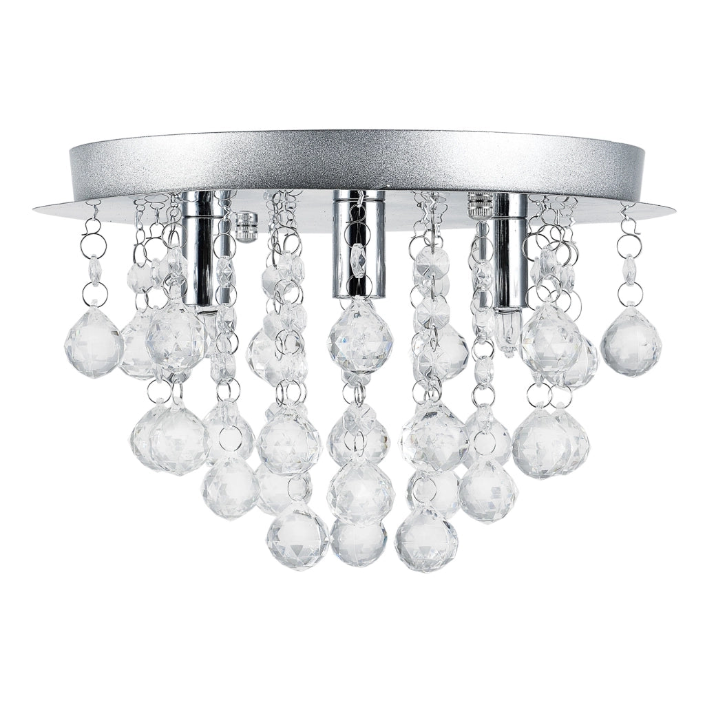 Plafoniera Rotonda Trio con 3 Fonti Luce e Cristalli Artificiali - Cromo/Argento lux.pro