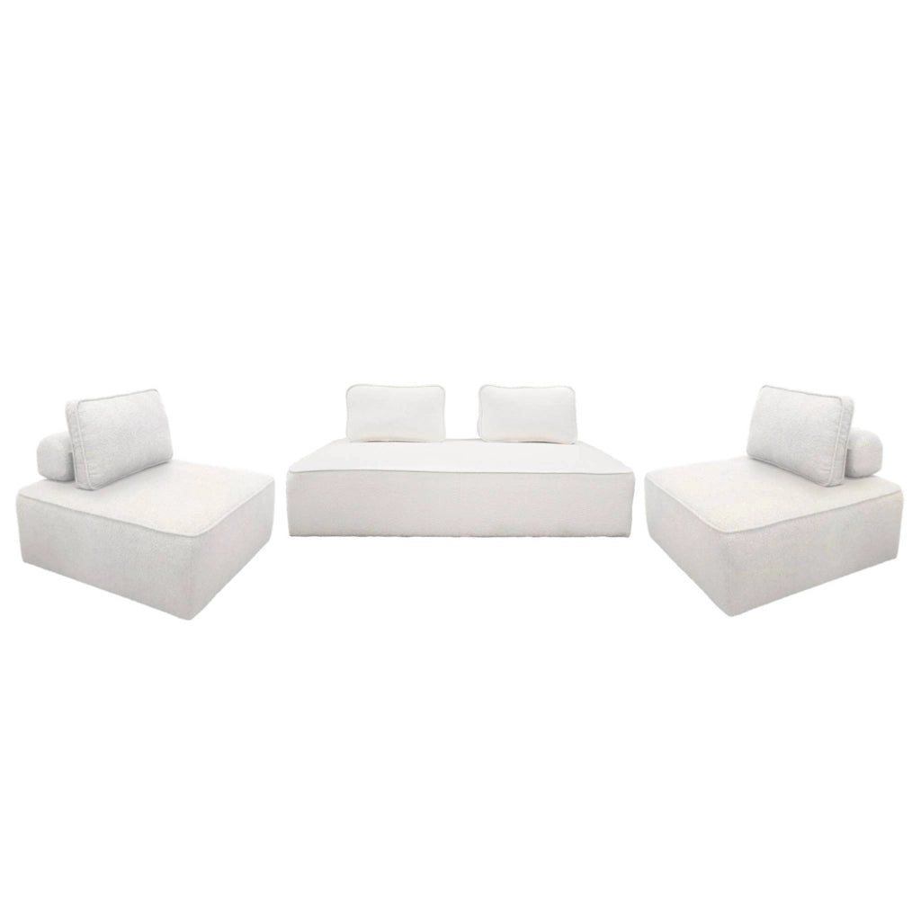 Divano modulare in bouclé, 4 posti, crema