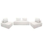 Divano modulare in bouclé, 4 posti, crema