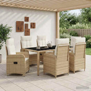 Set da pranzo per esterni 7 pz Beige e Bianco Crema polyrattan 3422344