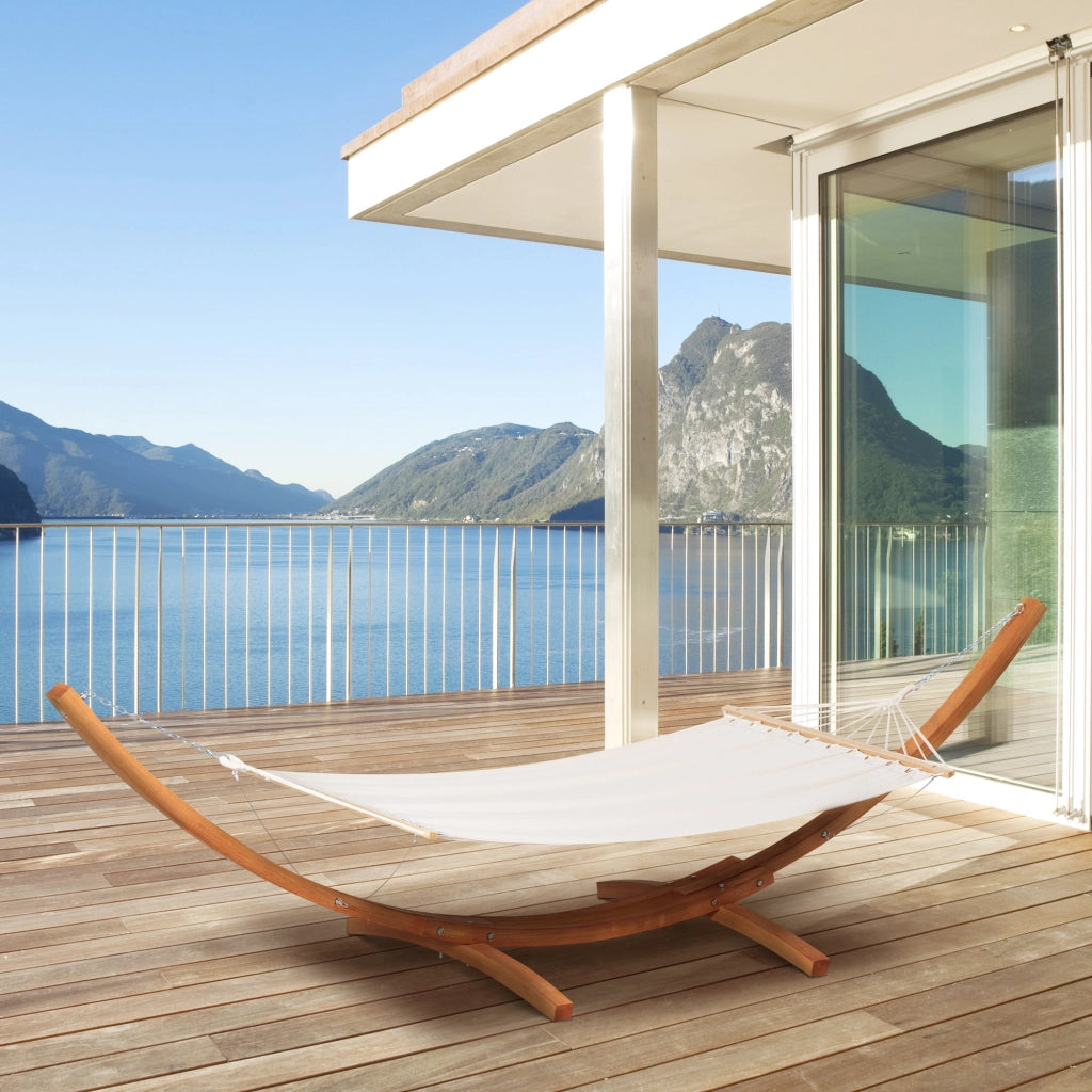 Amaca da Giardino con Supporto Legno e Cotone ¨C zephmum ¨C Bianca 392x120x102cm