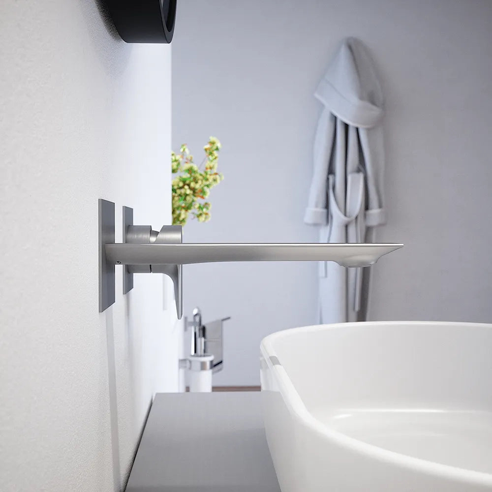 Set miscelatori: lavabo ad incasso, bidet senza scarico ed incasso doccia con deviatore nickel spazzolato | Rita