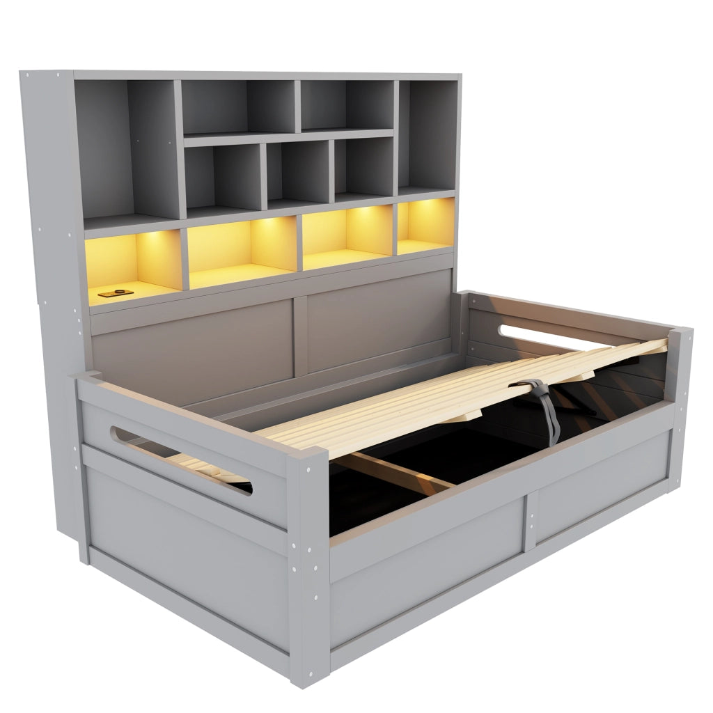 letto singolo mdf grigio 90 x 200 cm