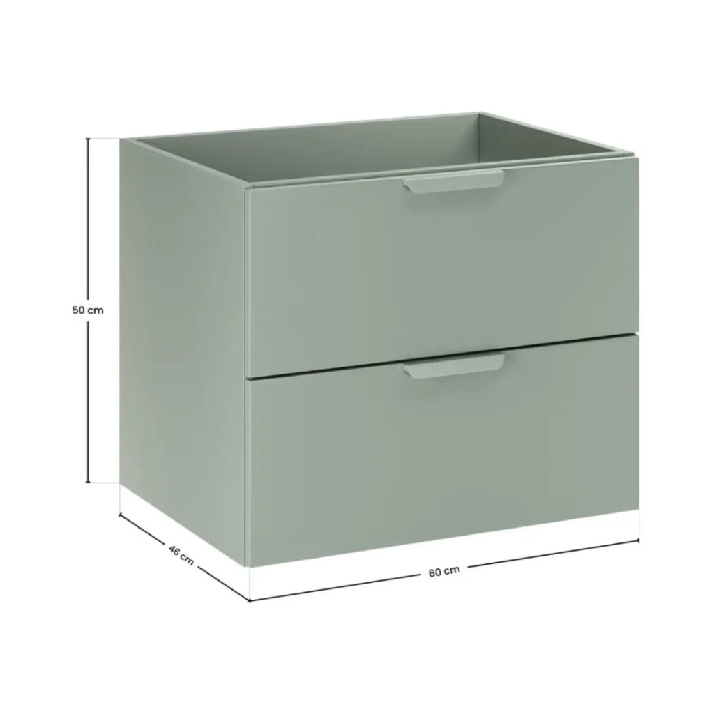 Set da bagno OSTER 120cm: mobile sottolavabo con cassetti verde salvia + doppio lavabo incassato bianco