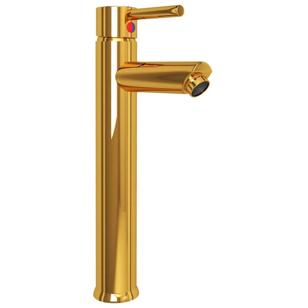 Lavandino con Rubinetto e Piletta in Vetro Temperato Marrone CFW2252919