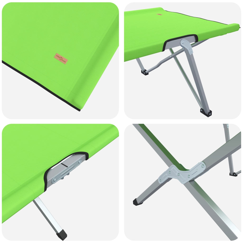 Letto da campeggio pieghevole Verde scuro Metallo, Tessuto Singolo