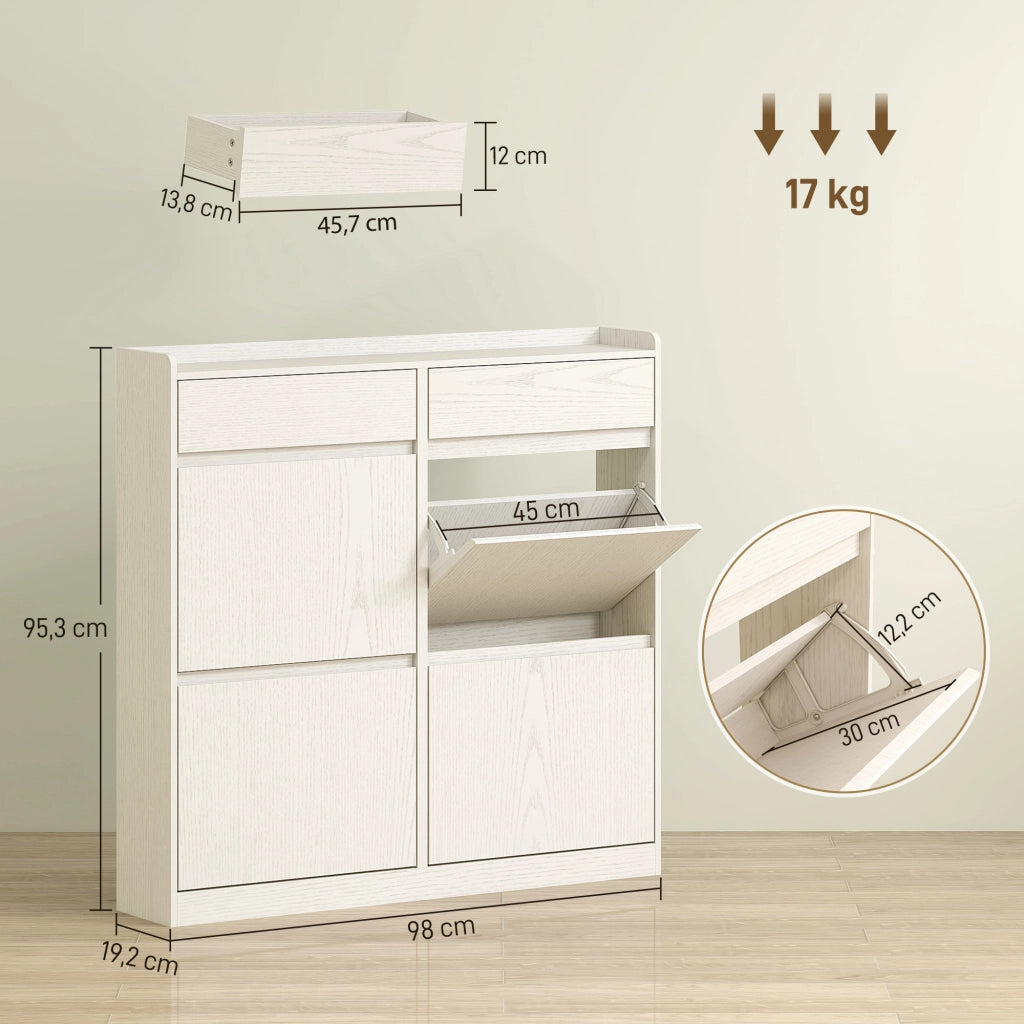Scarpiera con 8 scomparti e 6 cassetti ¨C zephmum ¨C bianco 98x19x95 cm