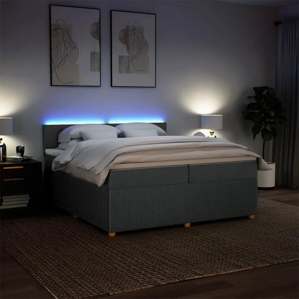 Giroletto a Molle con Materasso Grigio Scuro 200x200 cm Tessuto