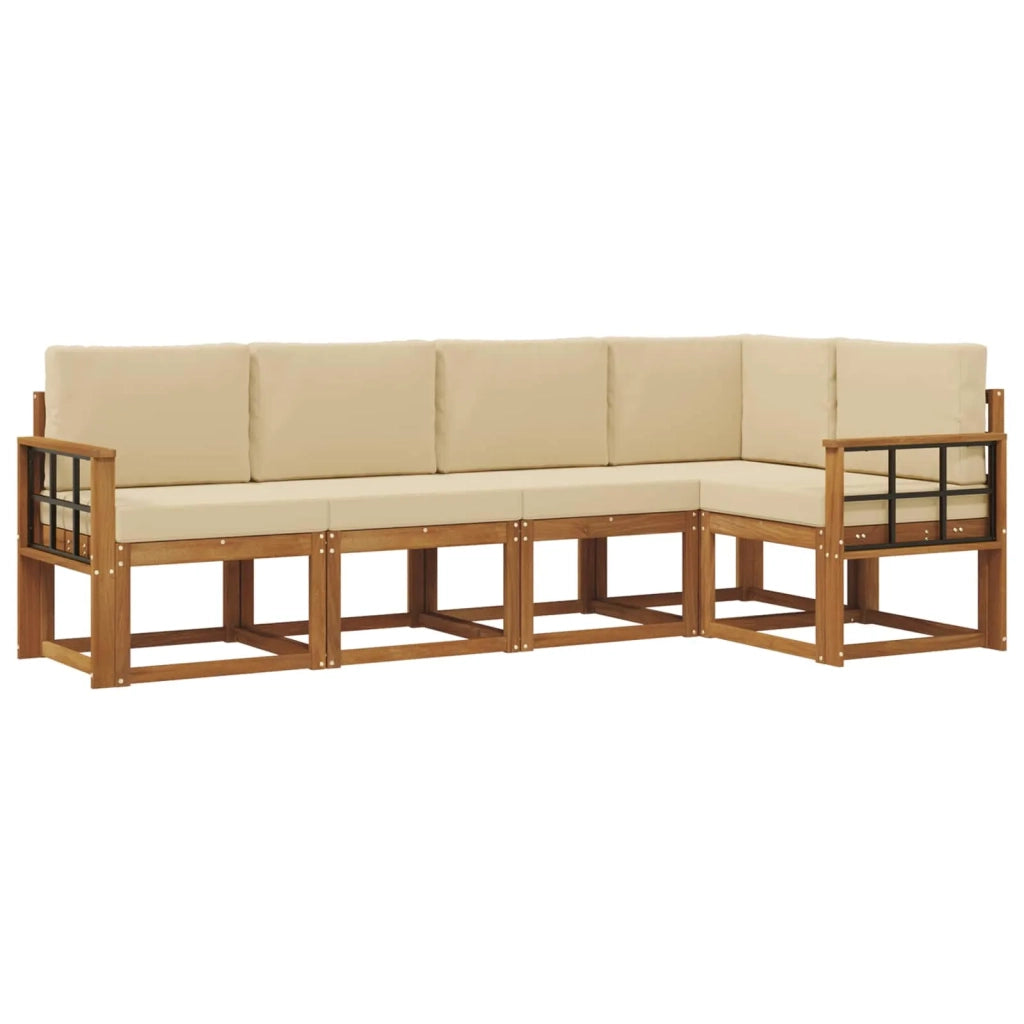 Set di divani da esterno con cuscino 5 pcs Naturale e Beige