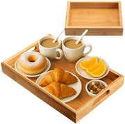 Dienbladen in legno di bambù con maniglie - Accessorio da cucina - 2 pezzi - Legno di bambù - Piccolo e grande