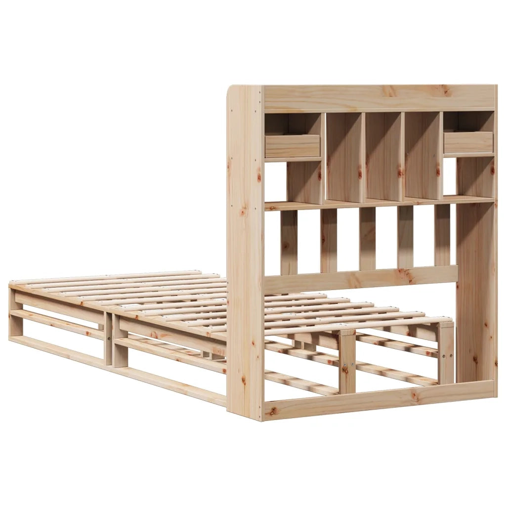 Letto Libreria senza Materasso 90x200 cm Legno Massello Pino