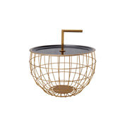 Tavolino Art Deco 520 in ferro nero con manico dorato