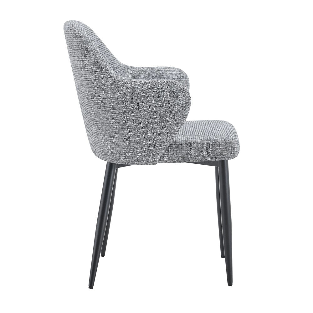 Set 2 Sedie da Pranzo in Tessuto ¨C MINIMAL ¨C Grigio, Schienale Avvolgente, Gambe in Metallo