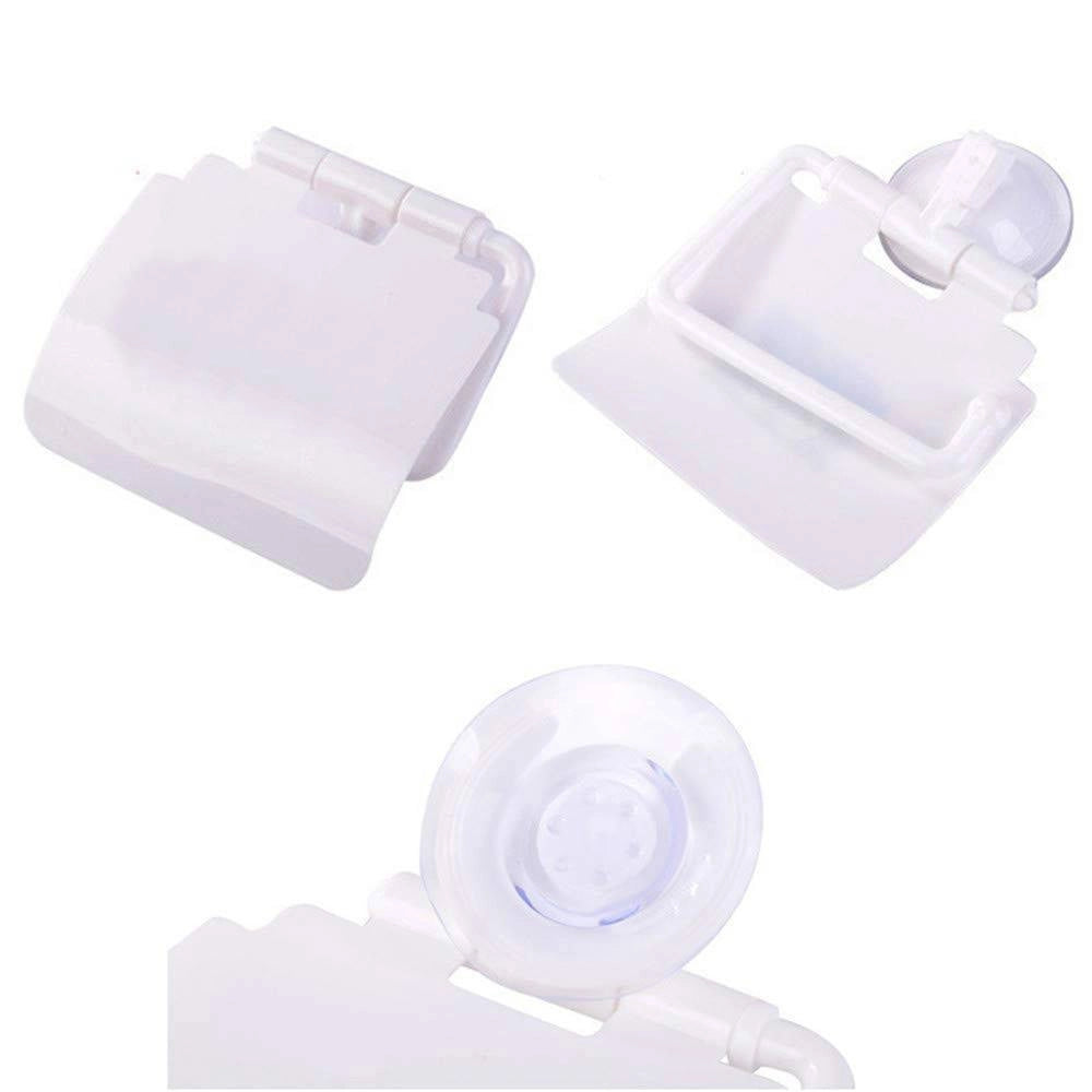 Trade Shop - Portarotolo Carta Igienica Con Ventosa A Parete Porta Rotolo In Plastica Copri -