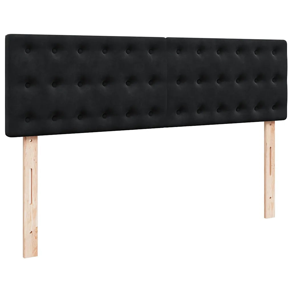 Struttura Letto Pouf con Materasso Nero 140x200 cm in Velluto 3312772