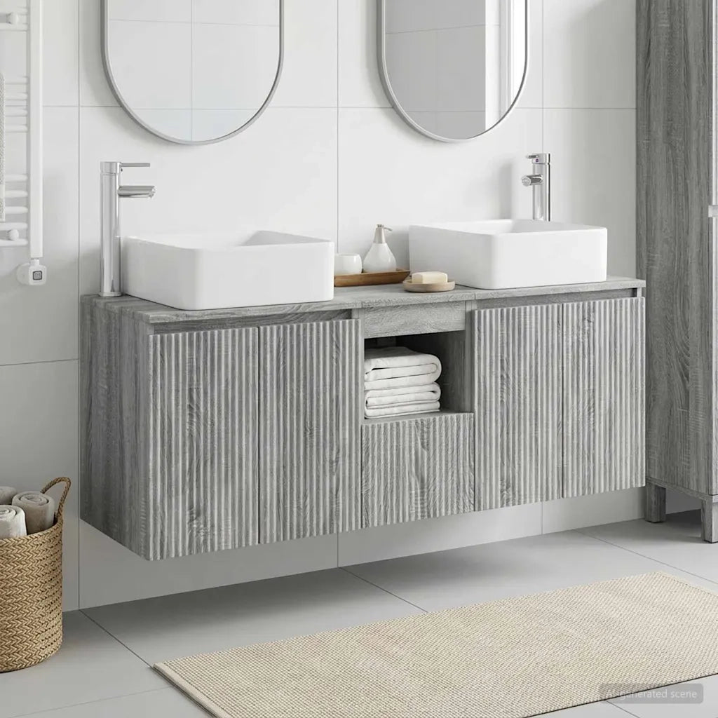 Set di Armadi da Bagno 3 pz Sonoma grigio 135 x 35 x 80 cm
