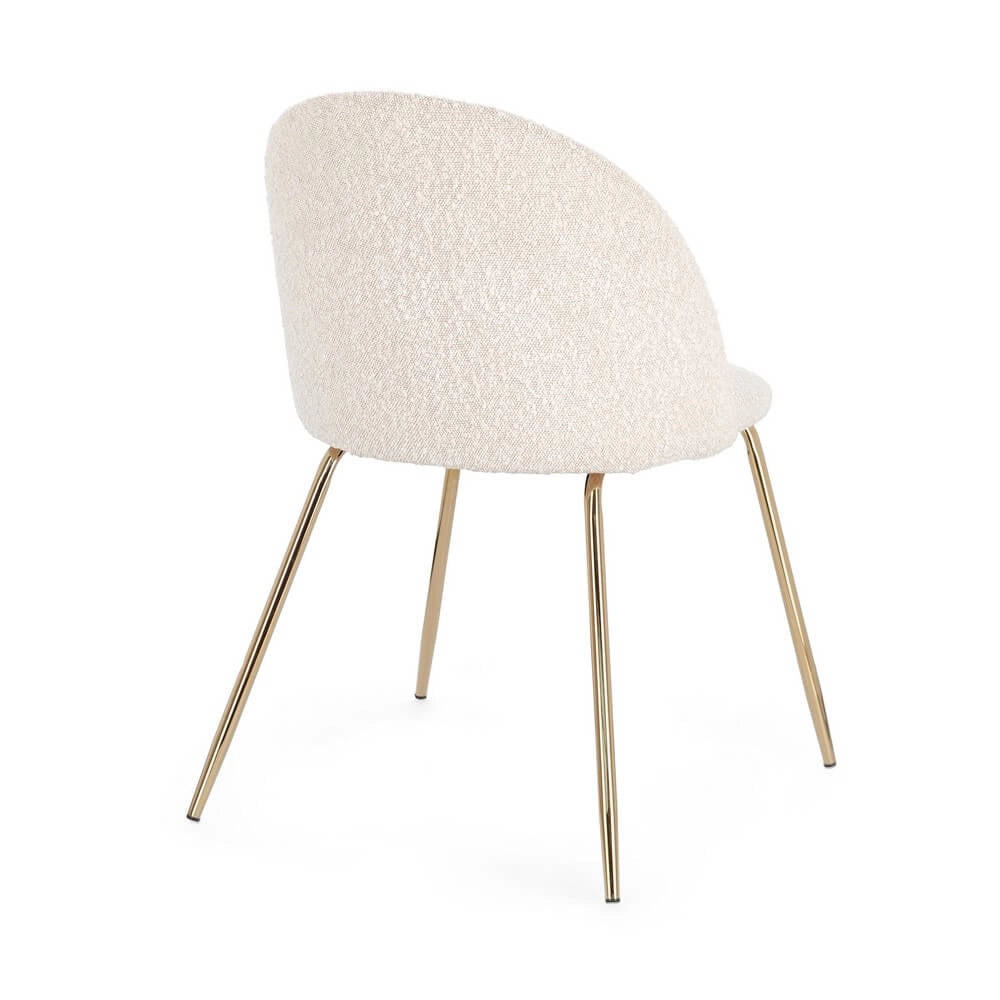 Set di 4 Sedie Imbottite in Tessuto Bouclé con Gambe in Acciaio Nero - GABRI