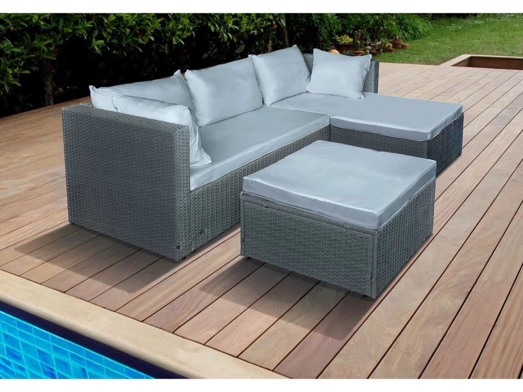 Mobile da giardino basso in resina intrecciata "Diya" 3 posti - Grigio