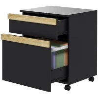 Cassettiera da ufficio con ruote con 2 cassetti scorrevoli porta documenti 48 x 40 x 59,5 cm nero