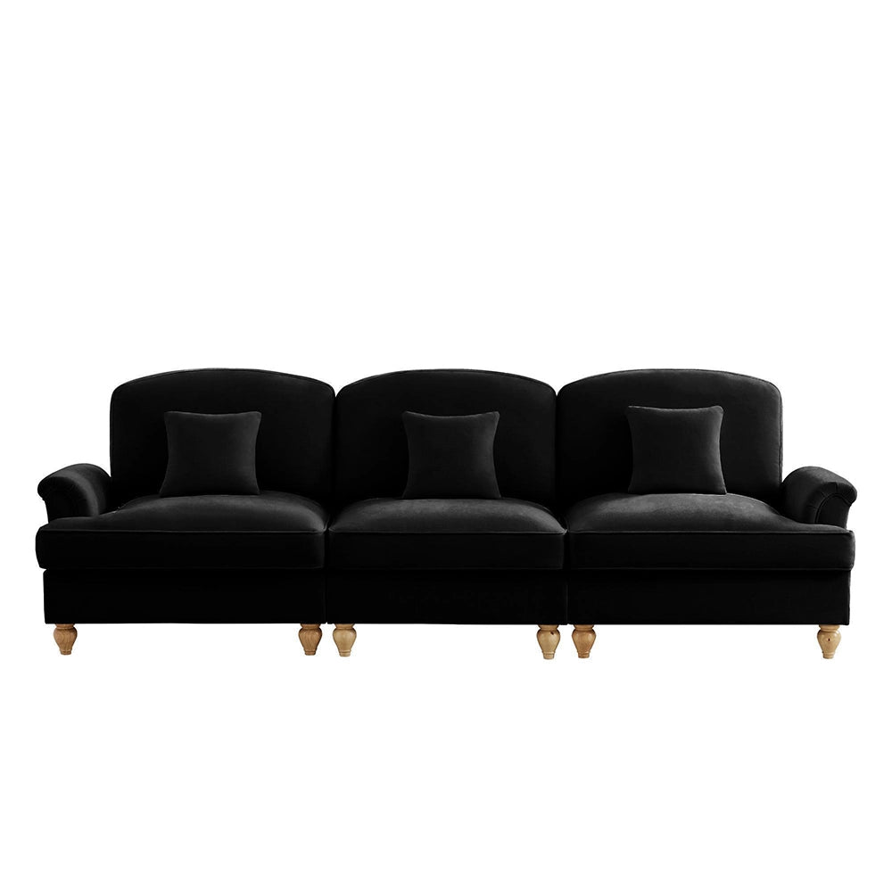 Divano 3 posti classico - Xylo - Stile mid-century, chenille, nero