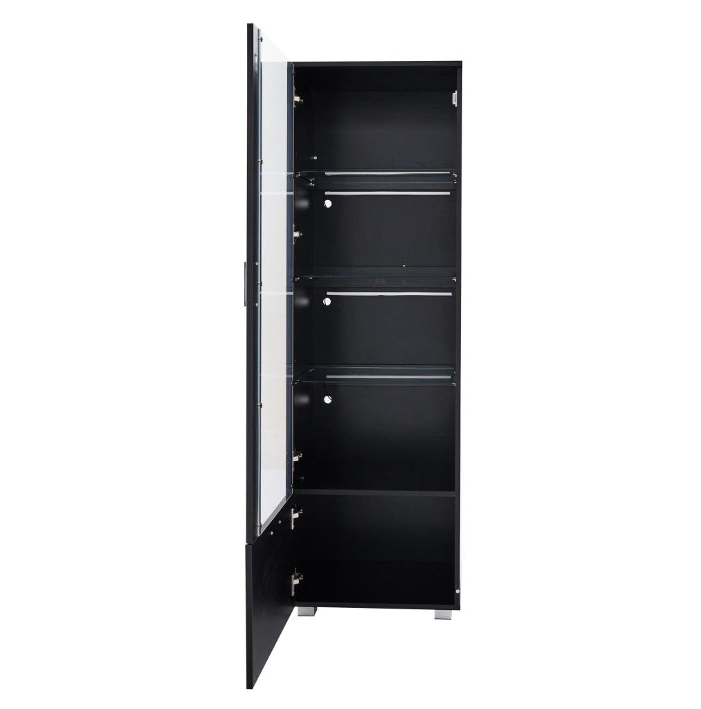 Vetrina 40x50x160 cm nera in acrilico con LED e 3 ripiani