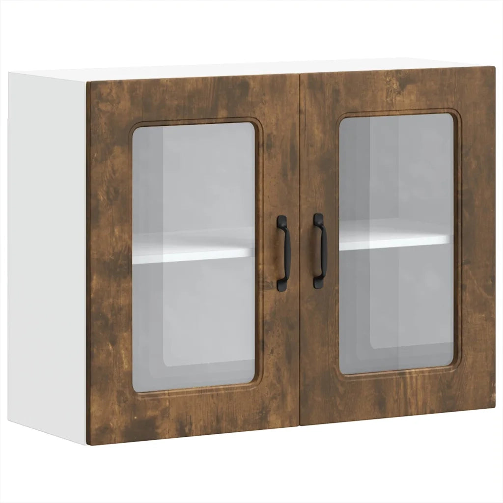 Pensile da Cucina | Mobile da Cucina con Porta in Vetro Kalmar Rovere Fumo