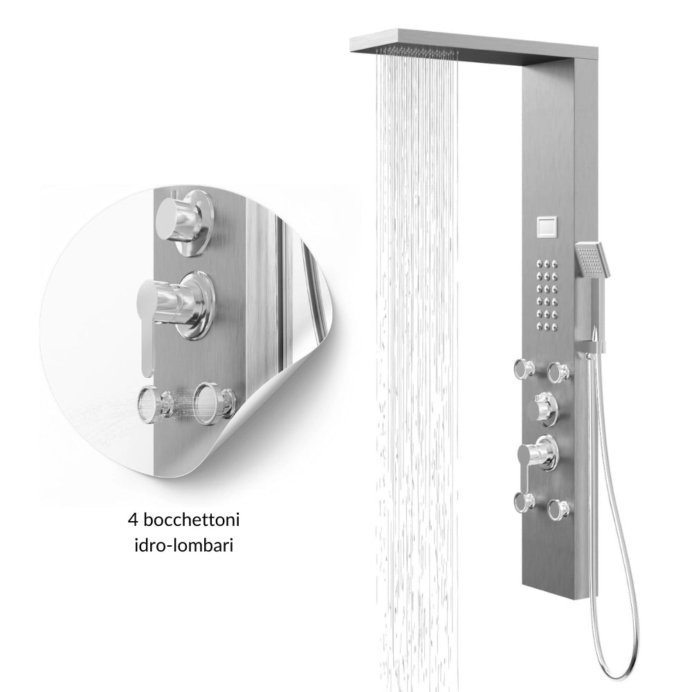 Colonna doccia chester spazzolata acciaio 4 funzioni display temperatura *** finitura- cromo spazzolato, confezione 1