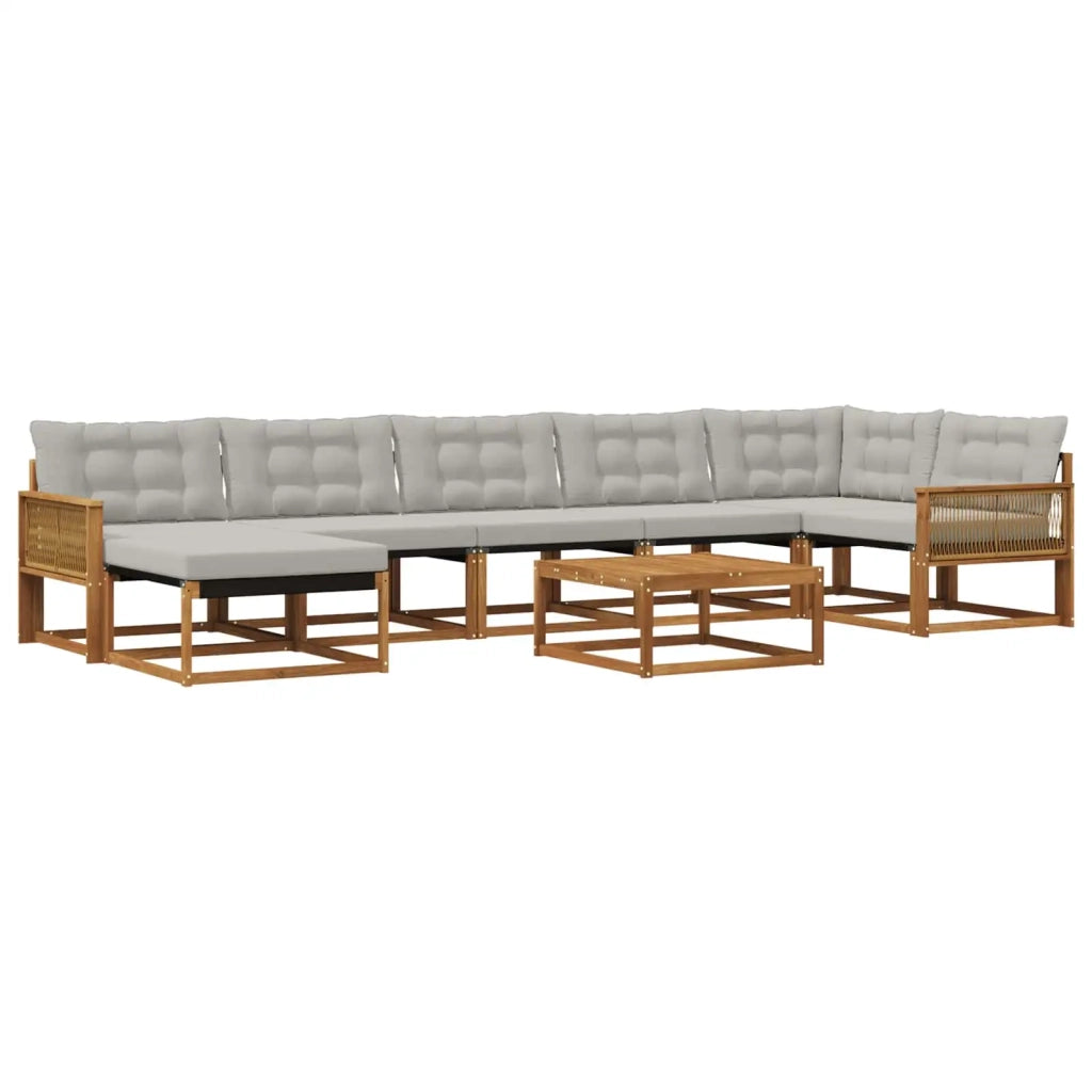 Set di divani da esterno 8 pcs Naturale e Grigio Chiaro 3381587