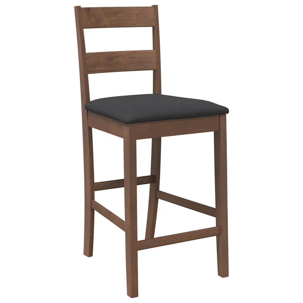 Sgabelli da Bar con Cuscini 2pz Marrone Legno Massello di Hevea 4102556