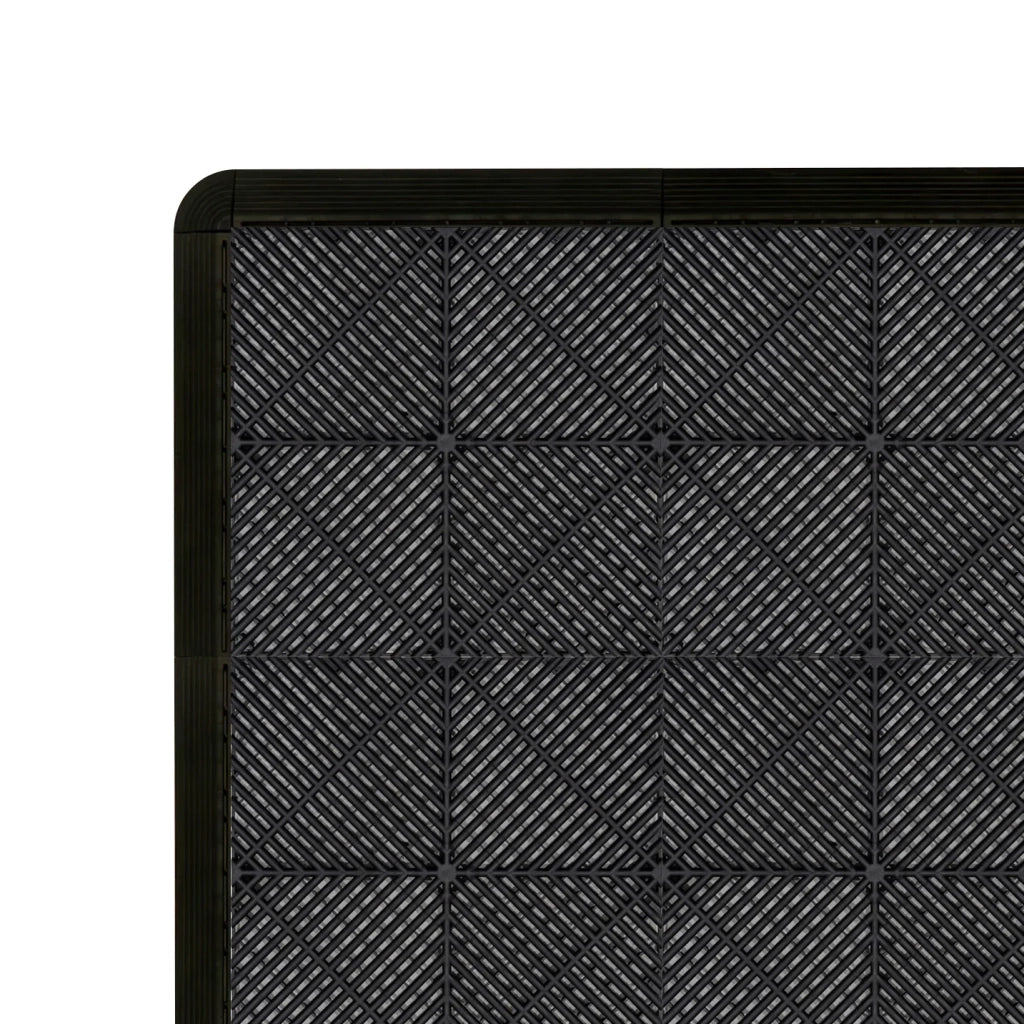 Piastrelle ventilate nere e grigie 3,2m x 6m per garage e officine, antiscivolo.
