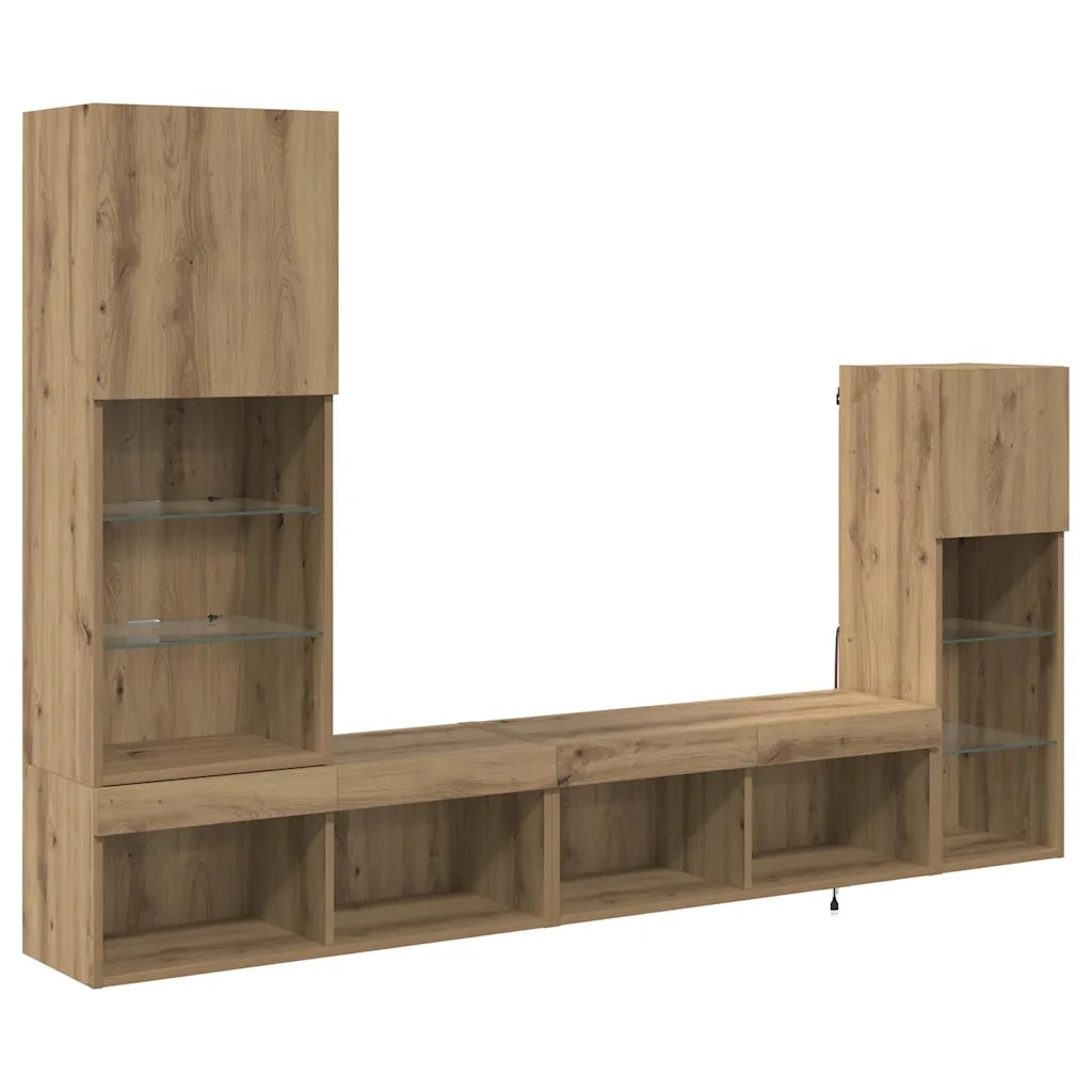 Mobile per TV a Muro 4 pz-Set di 4 Credenza per TV sospesa Rovere artigianale Legno multistrato 779618