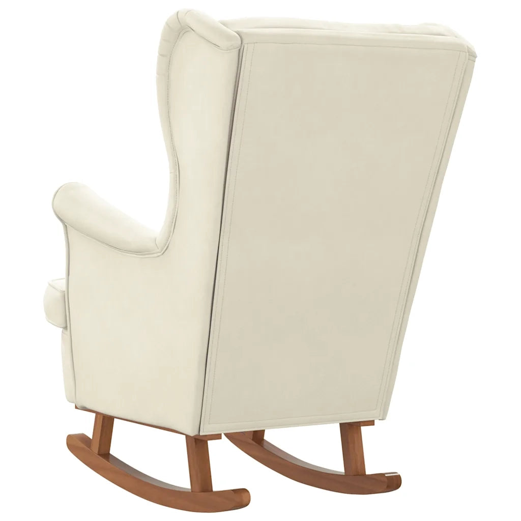 Sedia a dondolo con schienale alto in velluto crema 329372