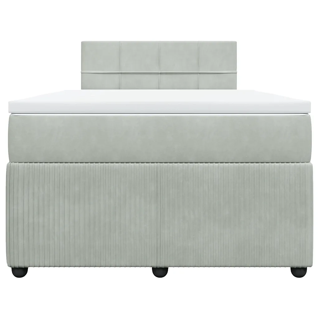 Giroletto a Molle con Materasso Grigio Chiaro 120x200cm Velluto