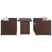 Set da Bistrot 3 pz con Cuscini in Polyrattan Marone 43914