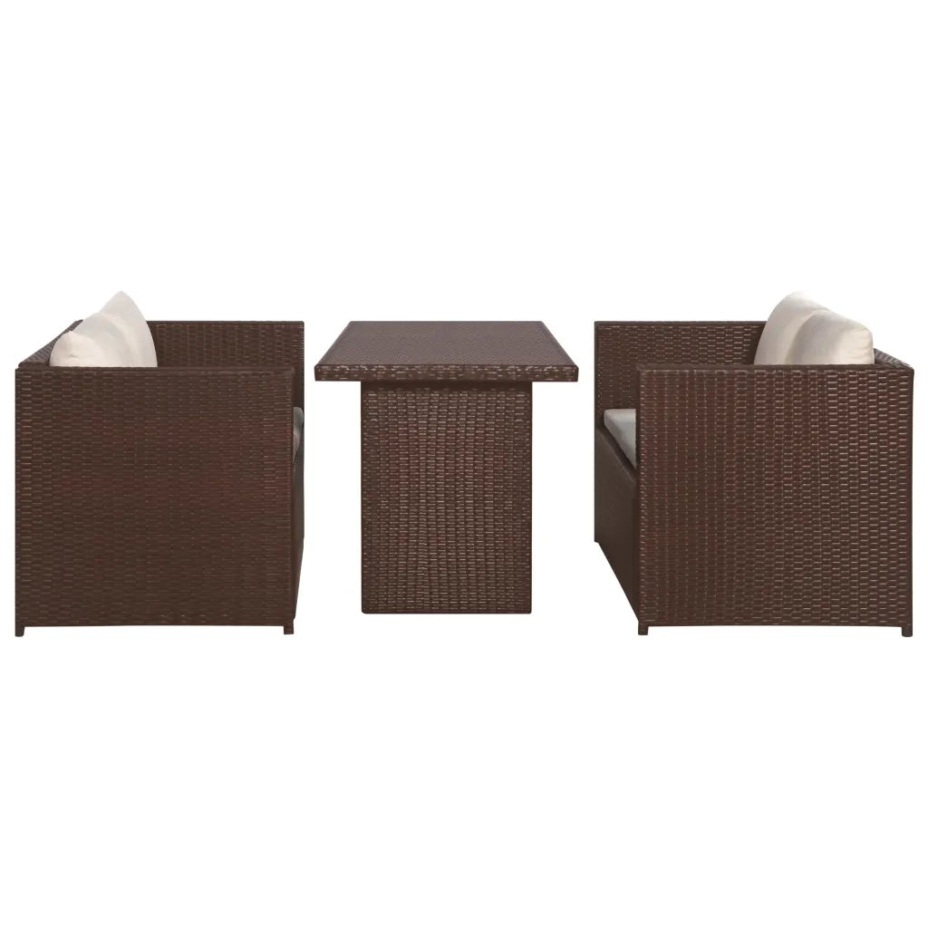 Set da Bistrot 3 pz con Cuscini in Polyrattan Marone 43914