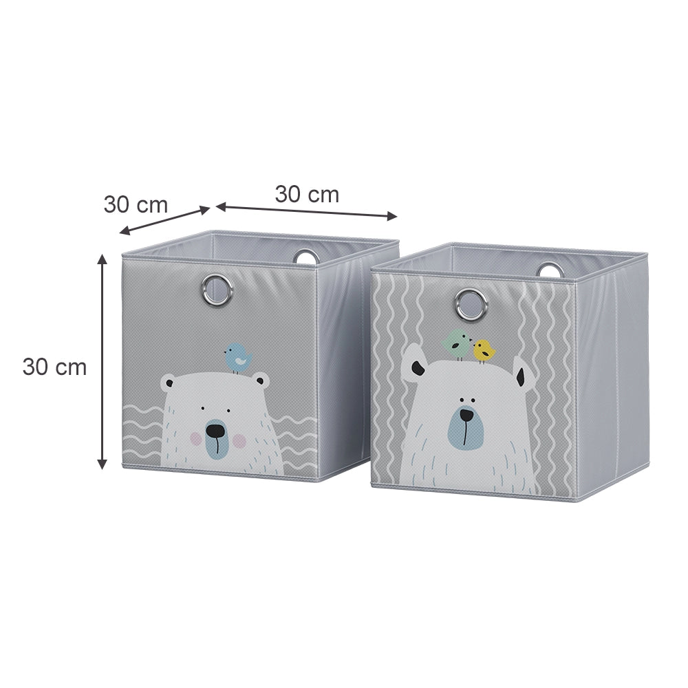 Vicco Scatola pieghevole Grigio (orso e ippopotamo) 30 x 30 cm (motivo orso e ippopotamo)
